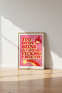 Retro Quote Print | Pink Aesthetic Wall Art, Sassy Office Decor Poster