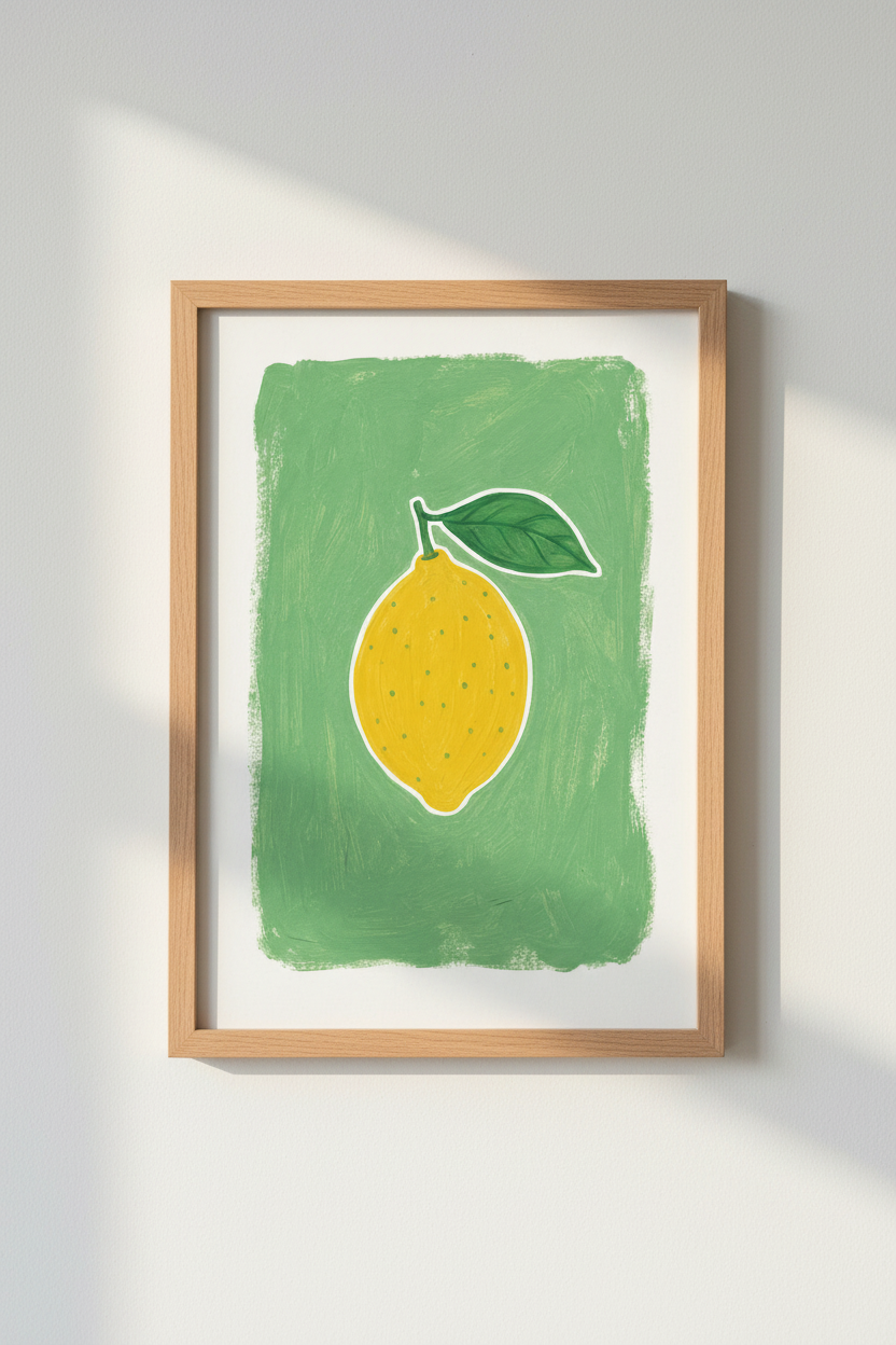 lemon wall art print | bright citrus, kitchen decor