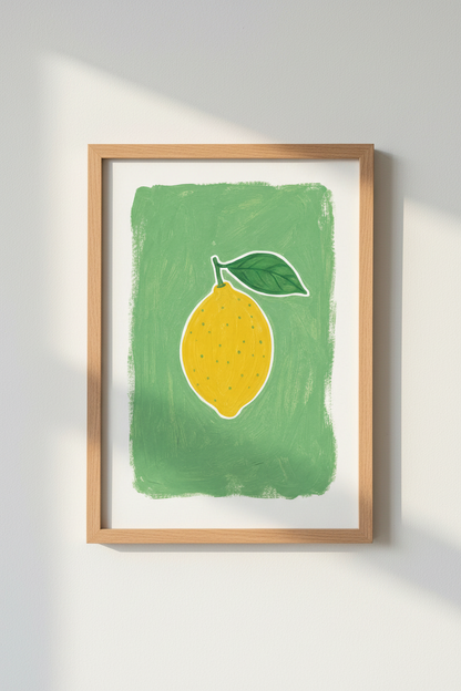lemon wall art print | bright citrus, kitchen decor