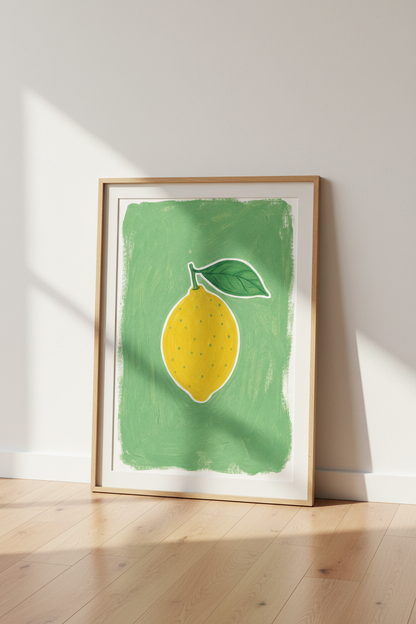 lemon wall art print | bright citrus, kitchen decor