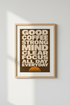 Coffee Quote Typography Wall Art | Retro Brown Kitchen Decor | Bold Motivational Poster