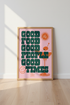 Good Food Good People Print | Retro Pink Kitchen Decor | Colorful Martini Poster