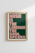 Music is the Language Typography Wall Art | Green & Pink Studio Decor | Modern Poster
