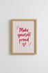 Make Yourself Proud Quote Print | Pink Striped Aesthetic, Preppy Dorm Decor
