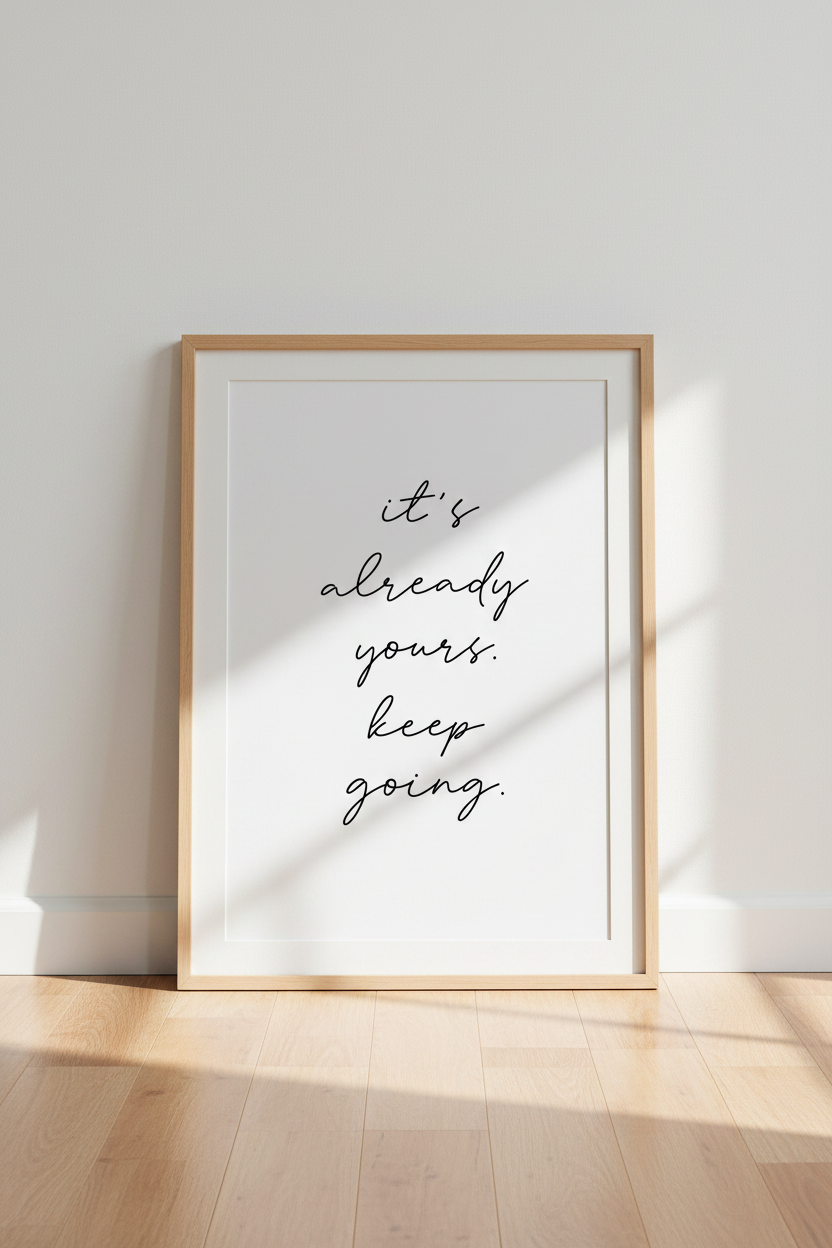 Keep Going Manifestation Print | Minimalist Quote Wall Art, Office Decor Script