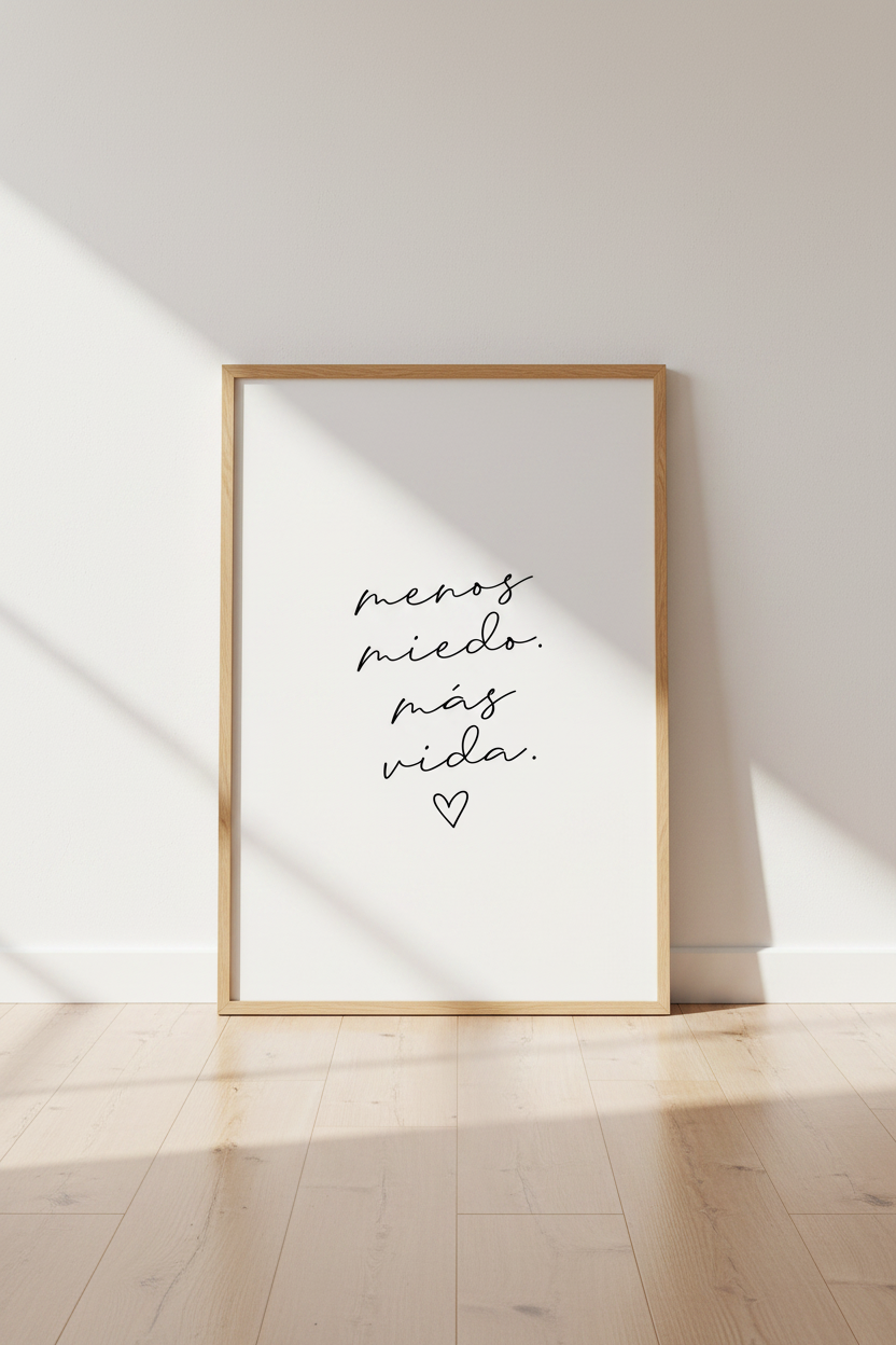 Menos Miedo Mas Vida Wall Art Print | Spanish Quote Decor | Minimalist Poster