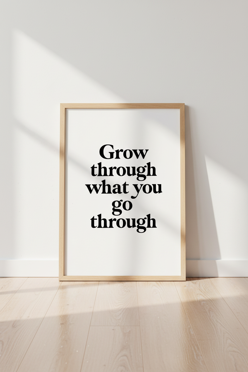 Grow Through What You Go Through Wall Art | Office Decor | Minimalist Quote Poster