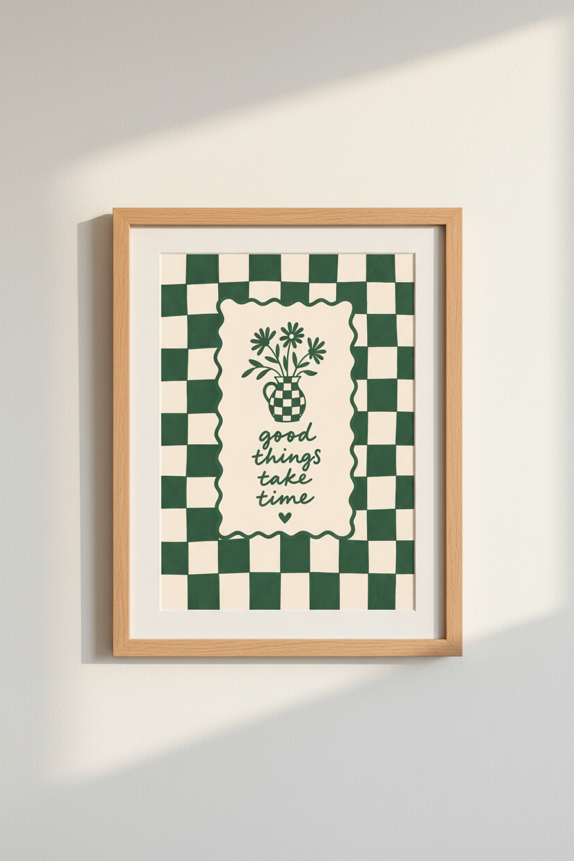 boho wall art print | emerald vase motif decor for living room
