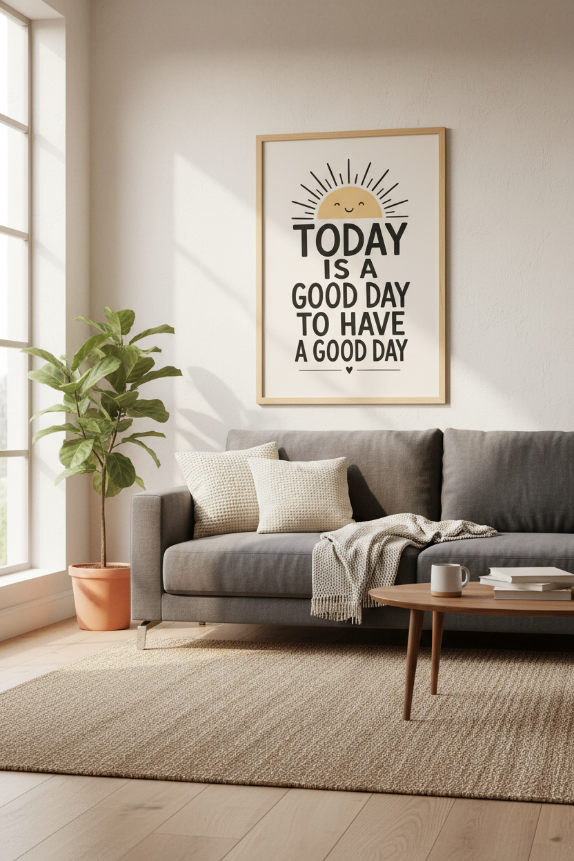 Today Is A Good Day Wall Art Print | Boho Sun Nursery Decor | Positive Quote Poster