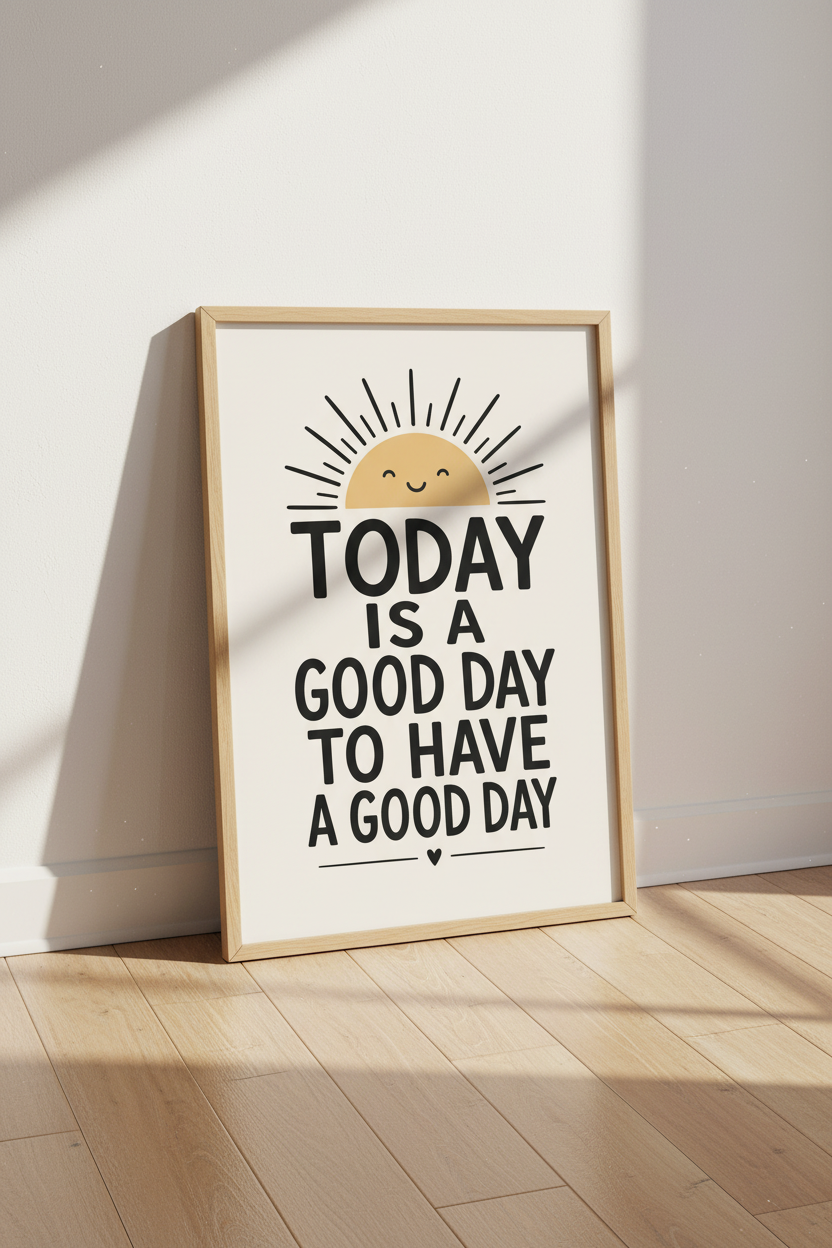 Today Is A Good Day Wall Art Print | Boho Sun Nursery Decor | Positive Quote Poster