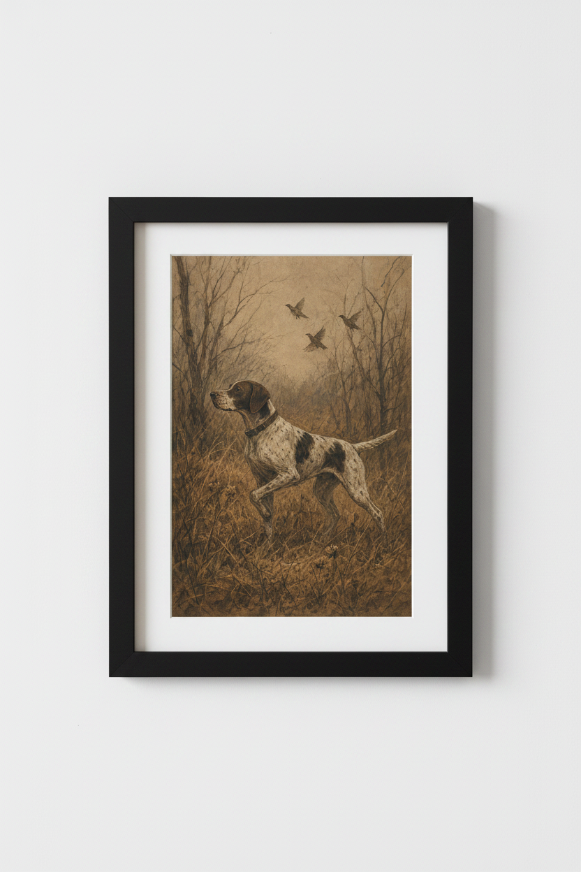 Vintage dog wall art | Rustic sepia tones, living room decor