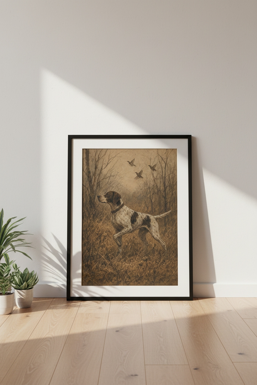 Vintage dog wall art | Rustic sepia tones, living room decor