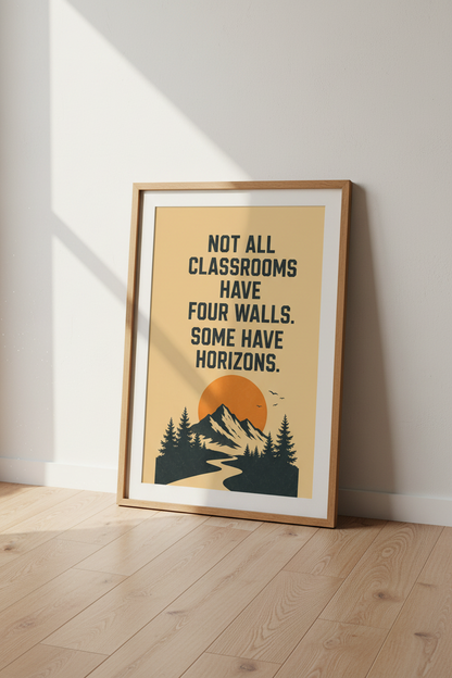 Mountain Quote Wall Art | Retro Nature Classroom Decor | Adventure Poster
