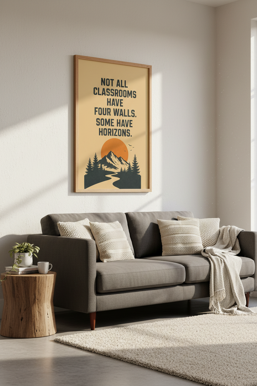 Mountain Quote Wall Art | Retro Nature Classroom Decor | Adventure Poster
