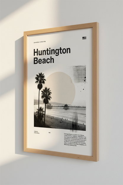 Huntington Beach Wall Art Print | California Coastal Decor | Modern Minimalist Poster