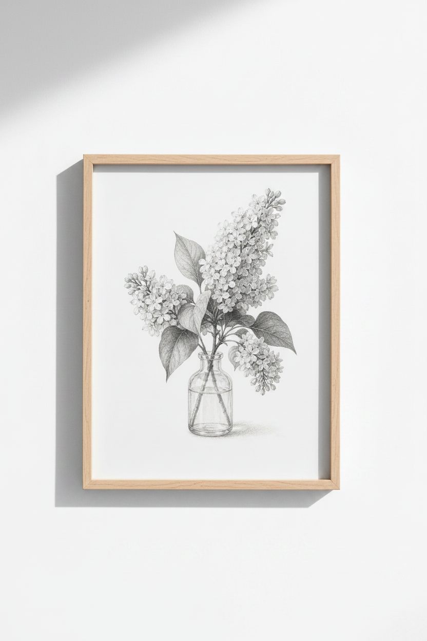 botanical line art | lilac bouquet decor | vintage-inspired poster