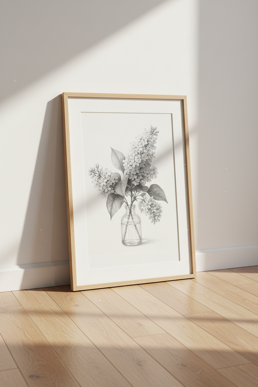 botanical line art | lilac bouquet decor | vintage-inspired poster