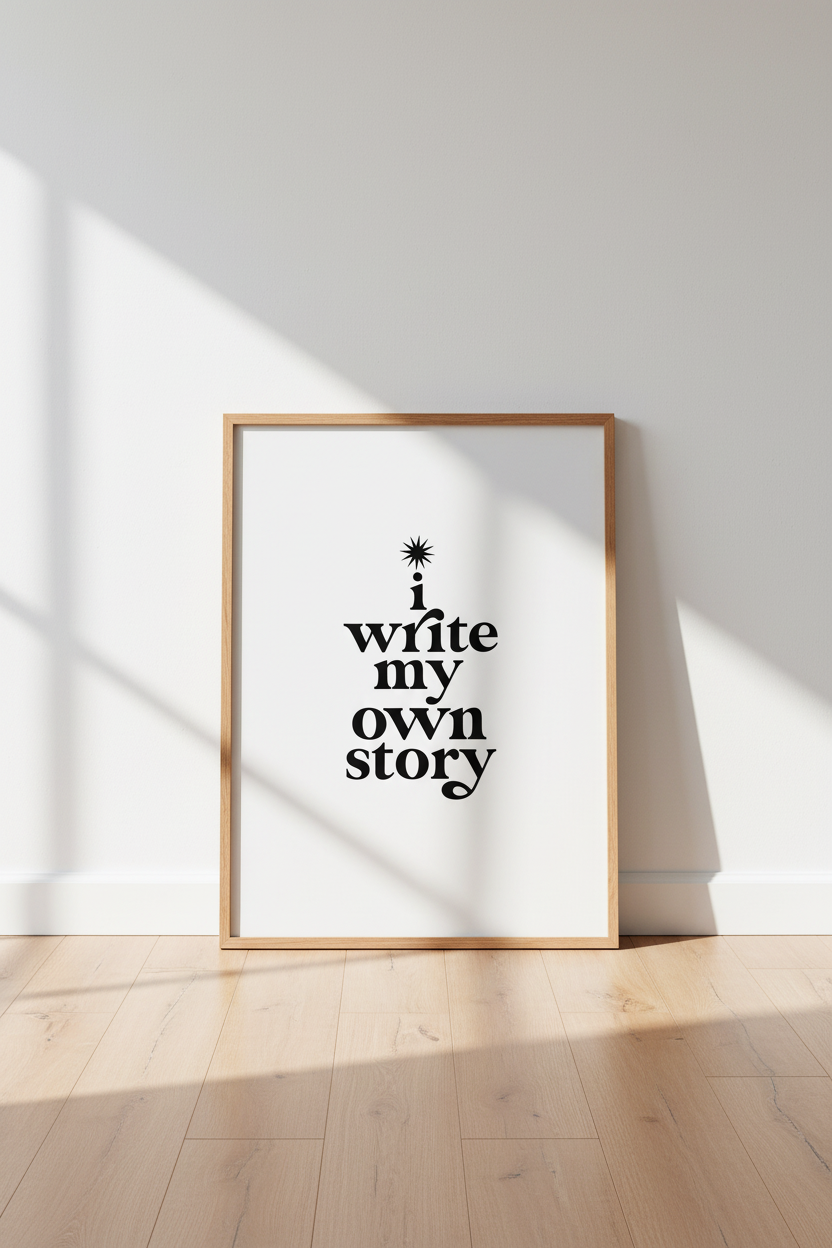 I Write My Own Story Wall Art | Modern Typography Decor | Minimalist Poster