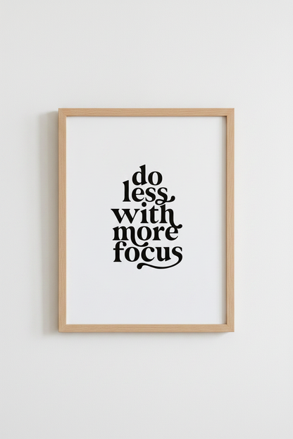 Do Less With More Focus Wall Art Print | Office Decor | Minimalist Typography Poster