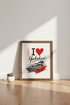 I Love Yorkshire Wall Art Print | Red Heart Landscape Decor | Modern UK Travel Poster