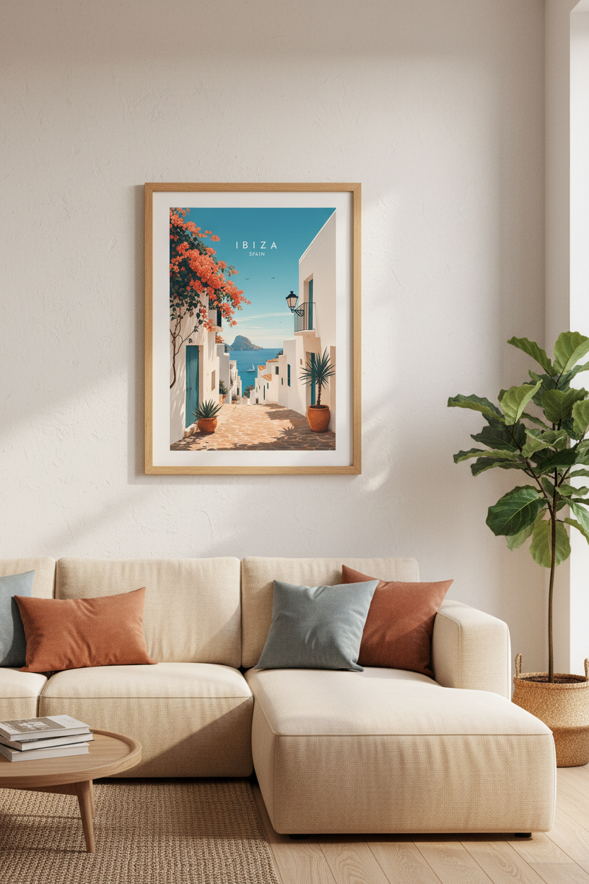 Ibiza Spain Travel Poster | Mediterranean Wall Art Print | Coastal Summer Decor