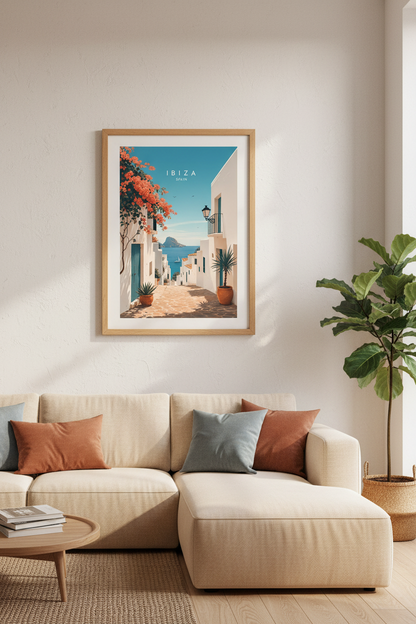 Ibiza Spain Travel Poster | Mediterranean Wall Art Print | Coastal Summer Decor