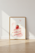 Strawberry Cake Watercolor Art | Pink Kitchen Decor | Whimsical Coquette Poster