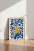 Abstract Floral Wall Art Print | Cobalt Blue Botanical, Modern Gallery Poster