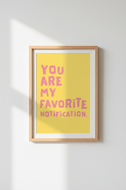 Bold typography | Sunny yellow, pink text | Living room decor