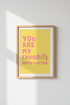 Bold typography | Sunny yellow, pink text | Living room decor