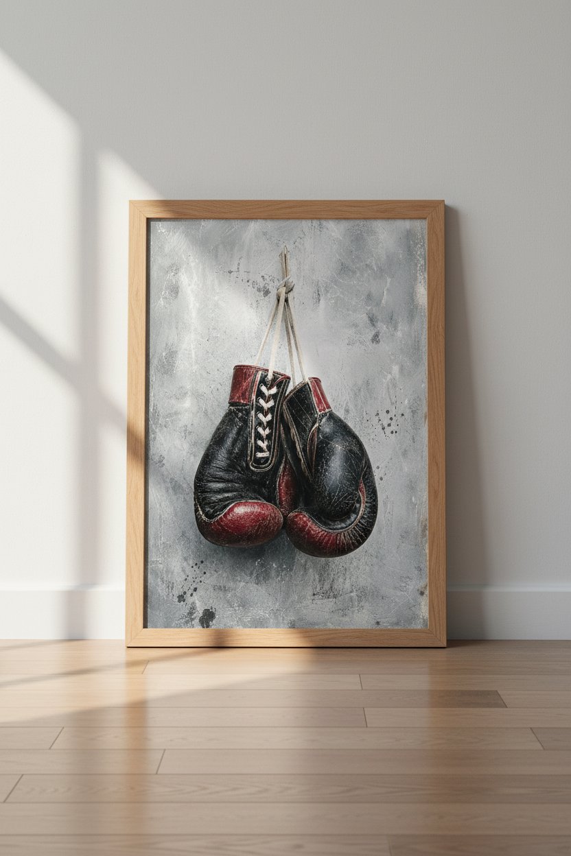 Abstract Boxing Gloves Wall Art Print | Gym Decor | Vintage Poster