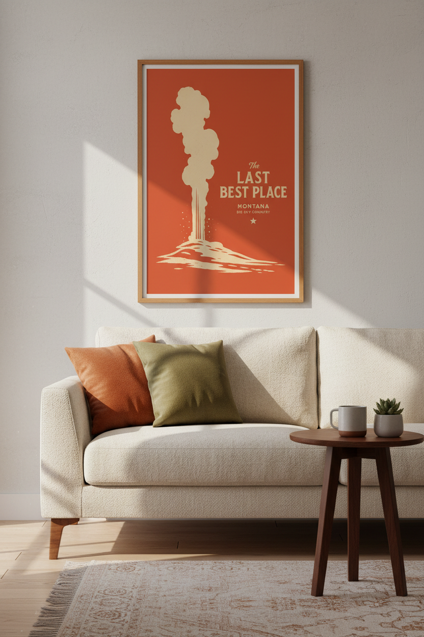 Montana Print | Vintage Geyser Poster, The Last Best Place Wall Art