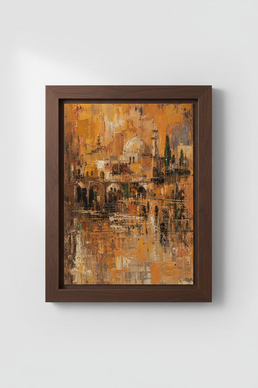 Abstract Cityscape Wall Art Print | Living Room Decor | Warm Vintage Poster