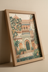 Indian Palace Garden Art | Mughal Architecture Poster, Terracotta Boho Wall Decor