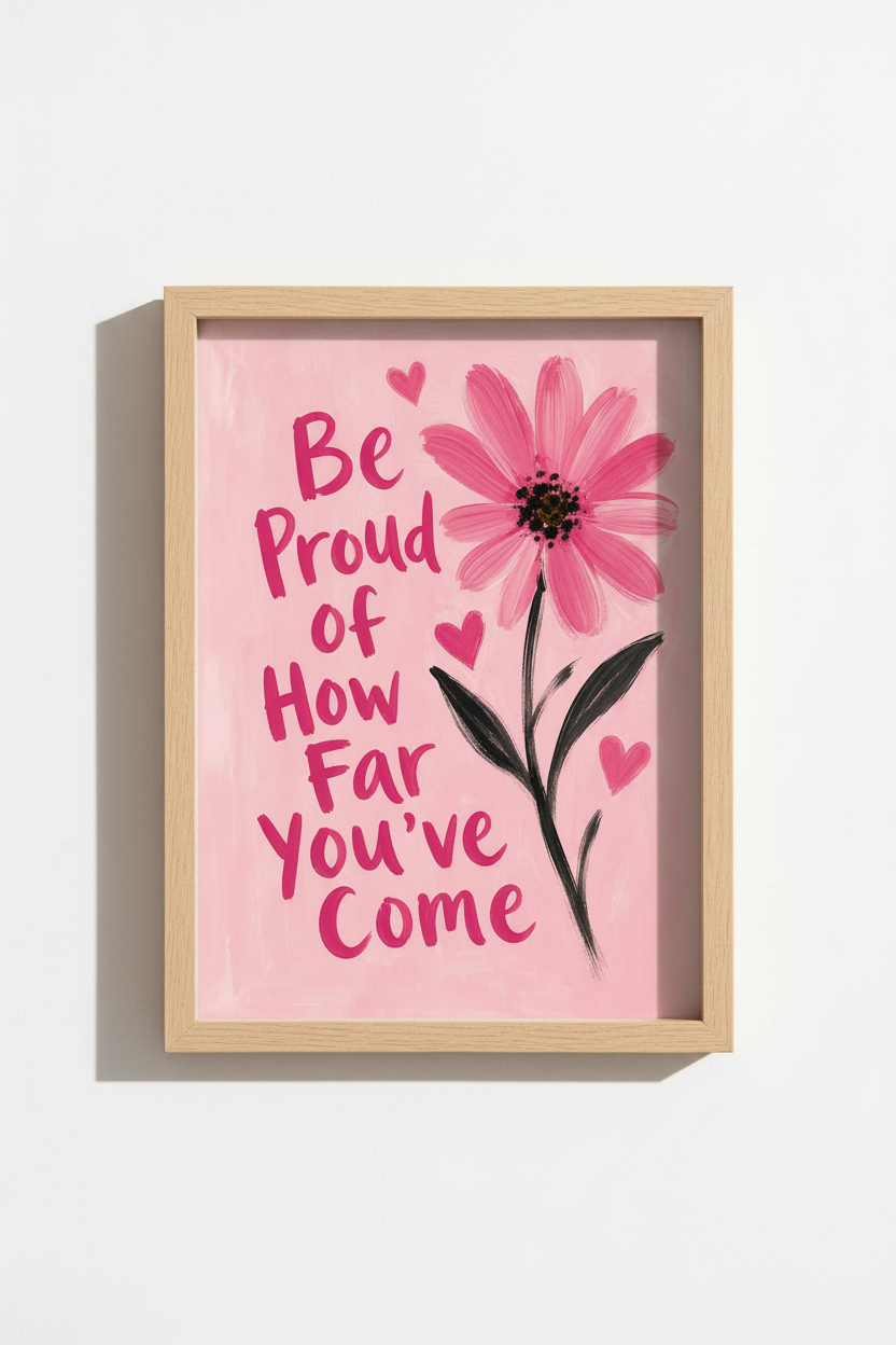 Pink Floral Art Print | Motivational Quote Poster, Preppy Dorm &amp; Office Decor