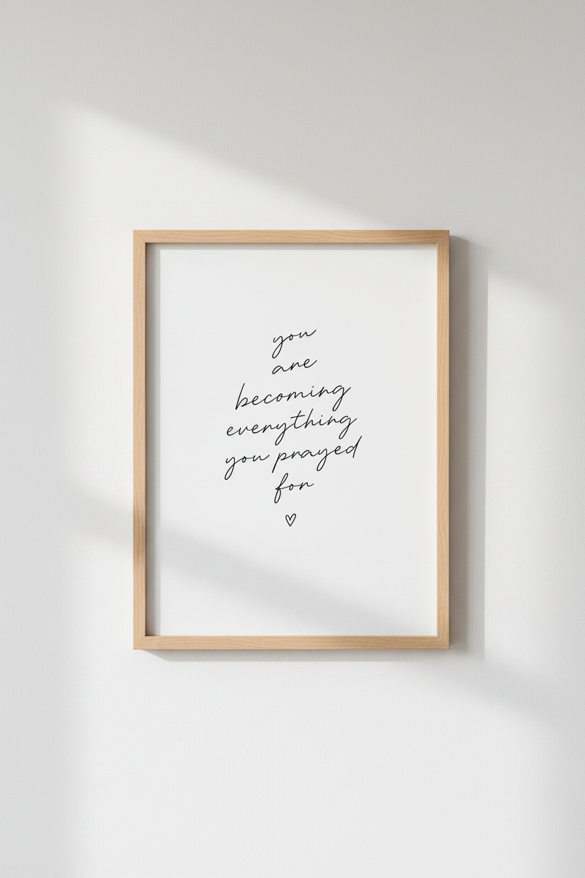 Becoming Everything Quote Wall Art | Minimalist Black &amp; White Print | Bedroom Decor