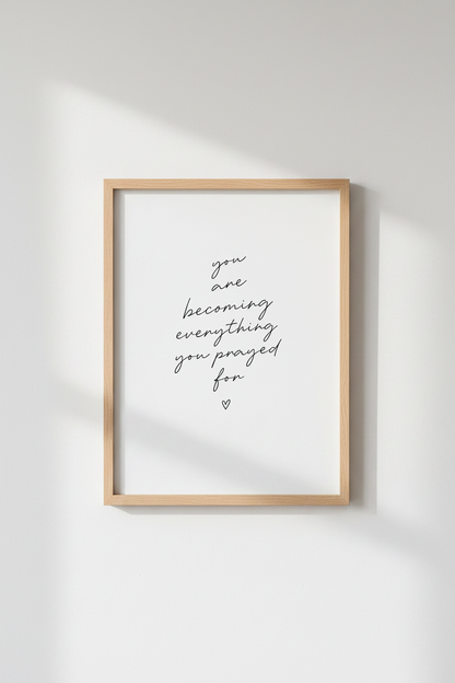 Becoming Everything Quote Wall Art | Minimalist Black &amp; White Print | Bedroom Decor