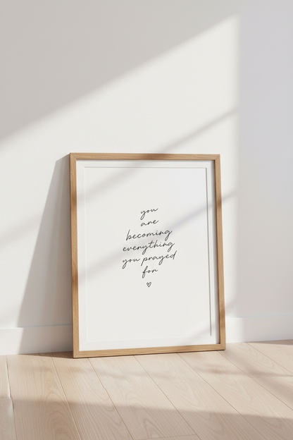 Becoming Everything Quote Wall Art | Minimalist Black &amp; White Print | Bedroom Decor