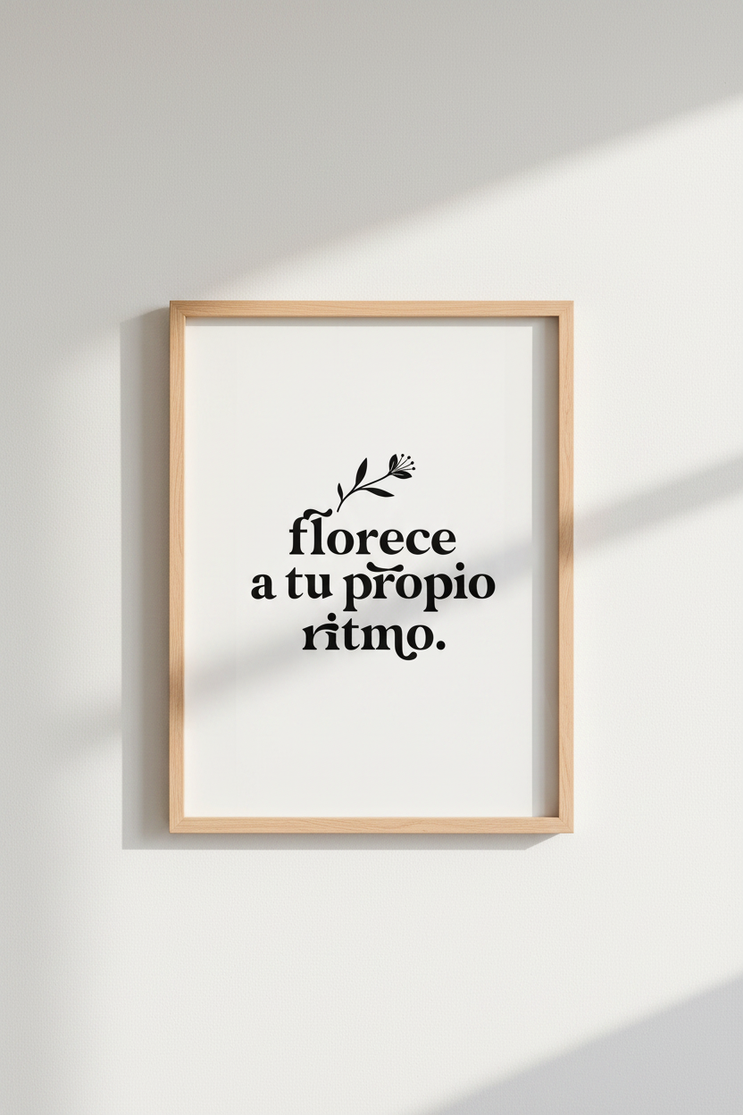 Spanish Quote Wall Art | Florece a tu Propio Ritmo Poster, Minimalist Decor