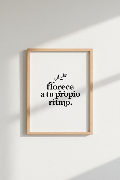 Spanish Quote Wall Art | Florece a tu Propio Ritmo Poster, Minimalist Decor