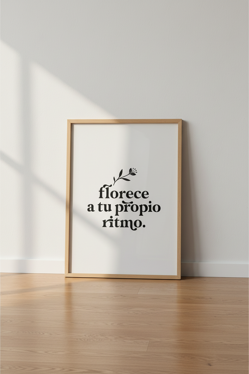 Spanish Quote Wall Art | Florece a tu Propio Ritmo Poster, Minimalist Decor