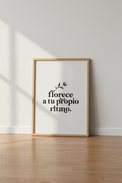 Spanish Quote Wall Art | Florece a tu Propio Ritmo Poster, Minimalist Decor