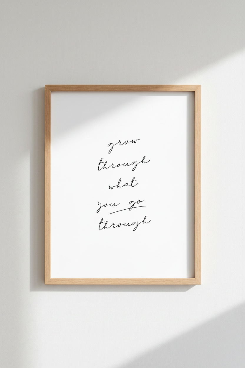 Grow Through Quote Wall Art | Minimalist Script Print | Inspirational Decor