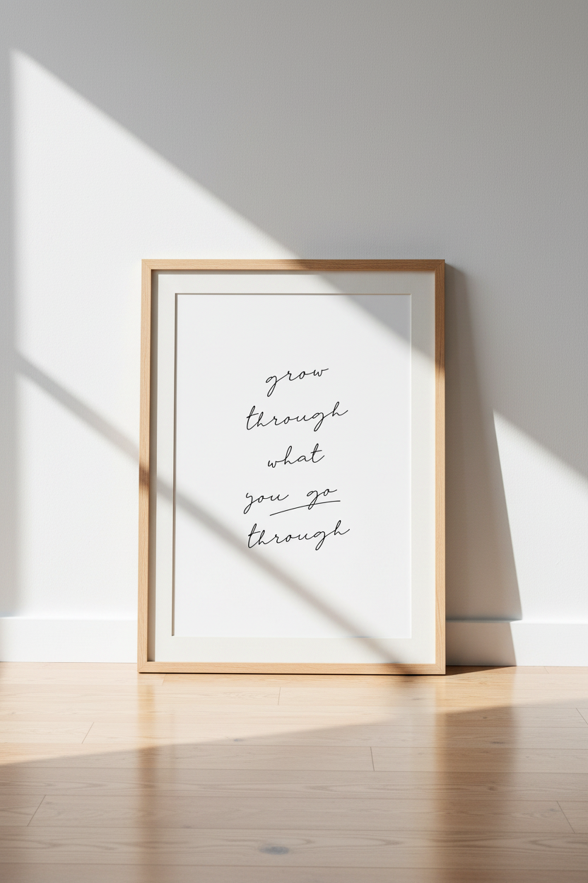Grow Through Quote Wall Art | Minimalist Script Print | Inspirational Decor