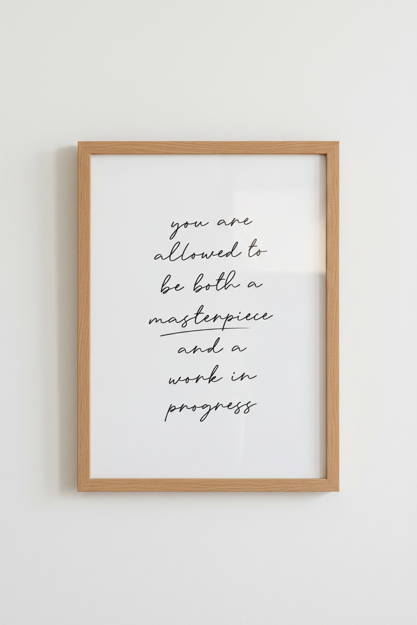 Masterpiece Work in Progress Art Print | Aesthetic Office Decor | Minimalist Quote Poster