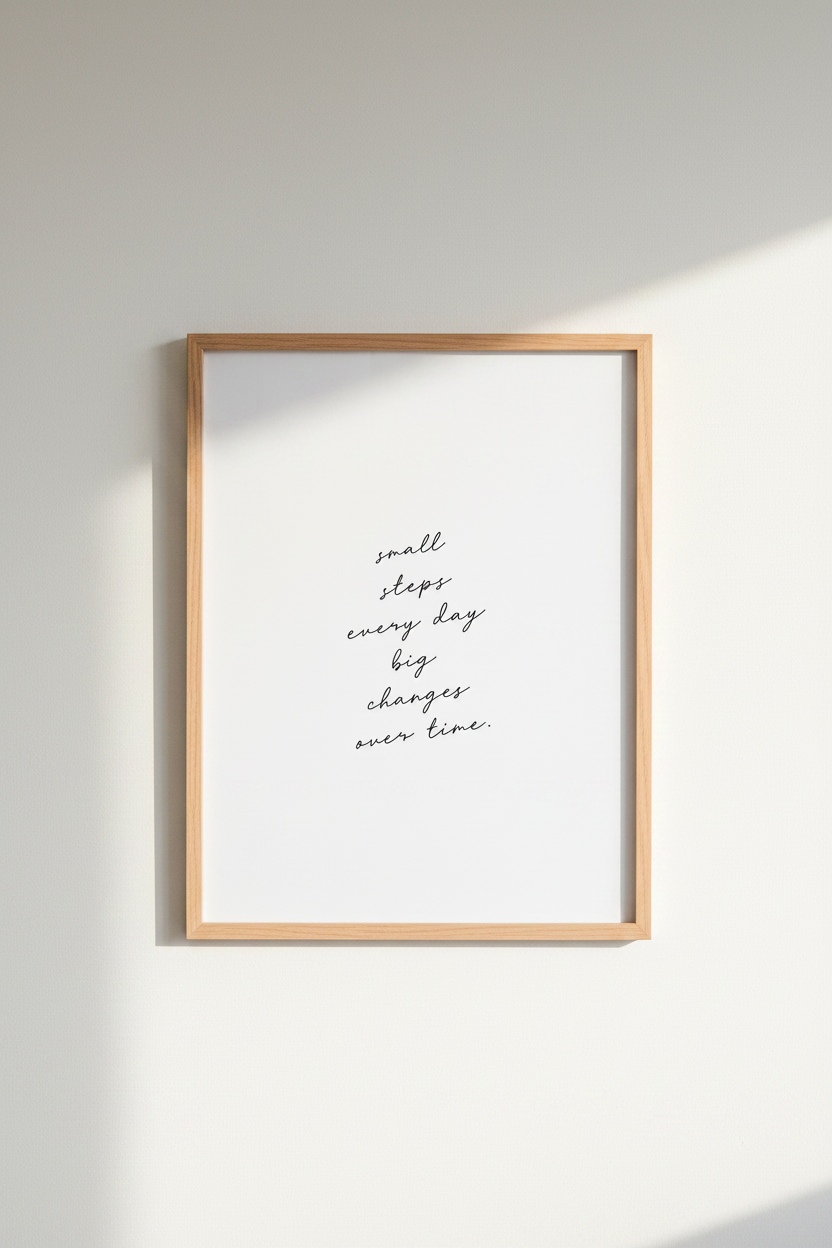Minimalist Quote Wall Art Print | Office Decor | Small Steps Every Day Poster