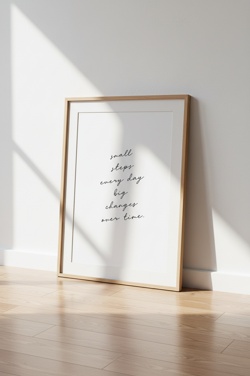 Minimalist Quote Wall Art Print | Office Decor | Small Steps Every Day Poster