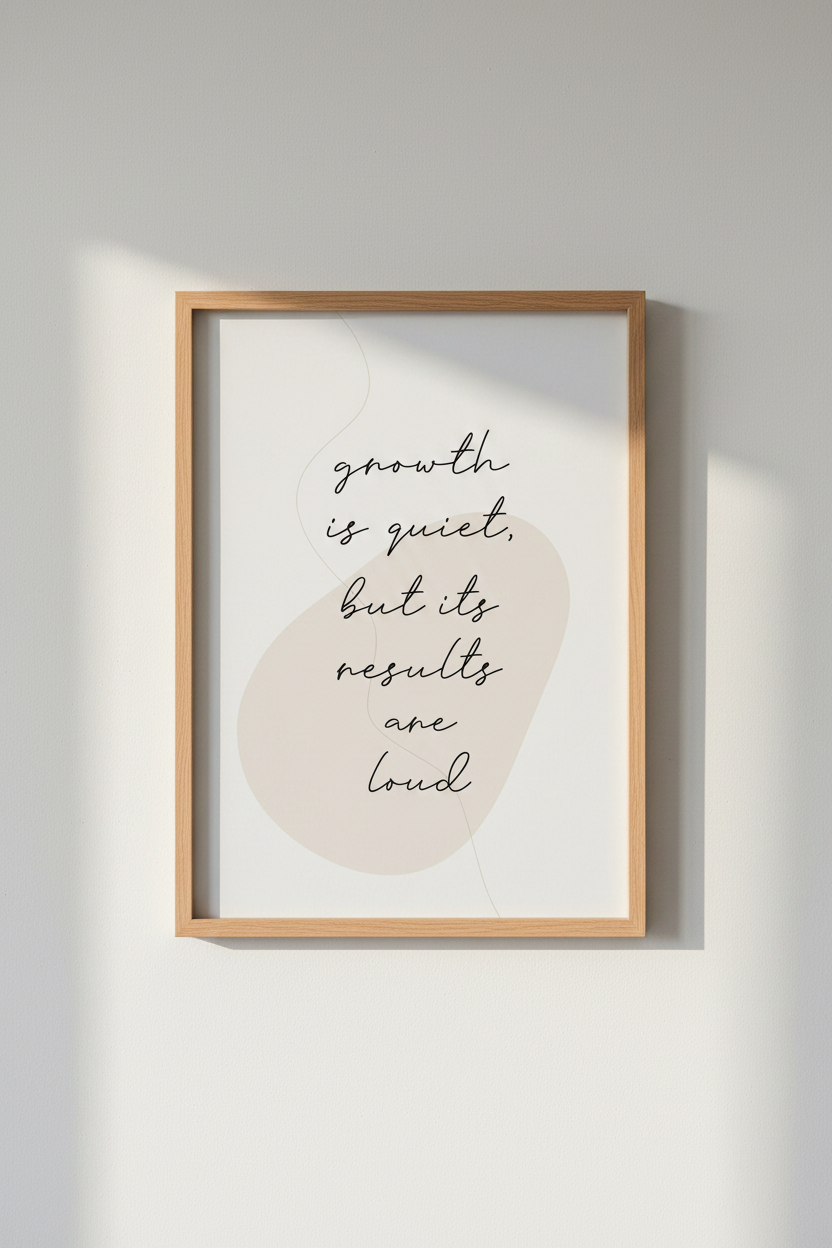 Growth Is Quiet Quote Wall Art | Minimalist Typography Poster | Office Decor