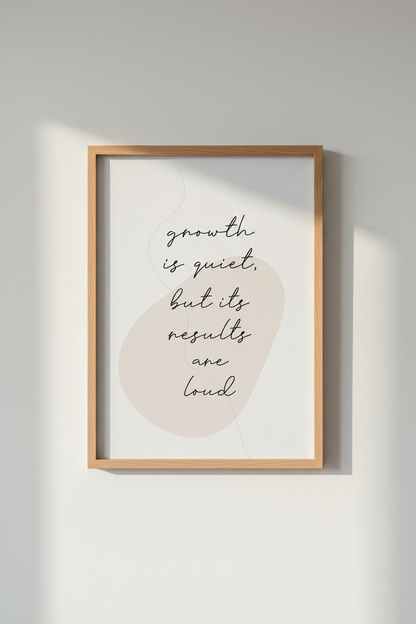 Growth Is Quiet Quote Wall Art | Minimalist Typography Poster | Office Decor