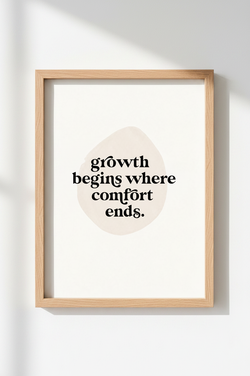 Growth Mindset Quote Art | Minimalist Neutral Typography, Office &amp; Home Decor Poster